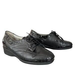 Waldlaufer | Black Extra Wide Fit Leather Lace Up Shoes Size UK 6 US 8.5